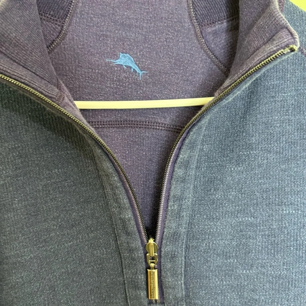 Tommy Bahama Flip Shore Reversible 1/4 zip sweater blue / purple mens L
